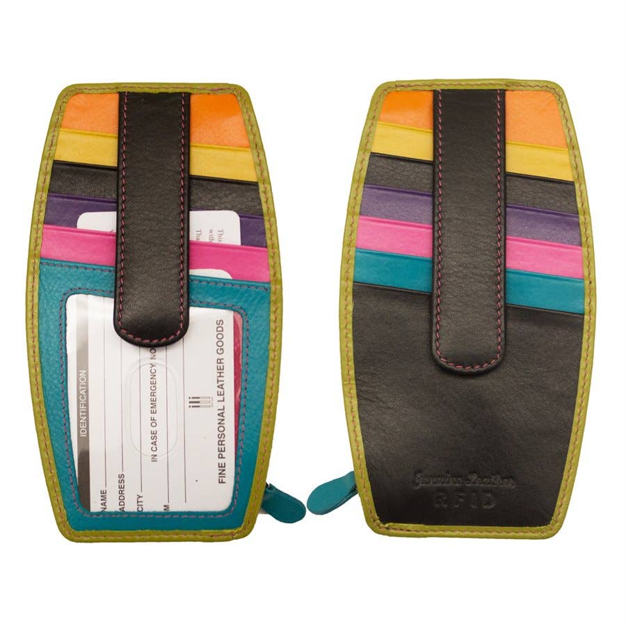 Genuine Leather Card Holder with Zip Pocket