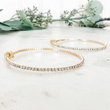 Gold 50mm CZ Wire Hoop Earrings