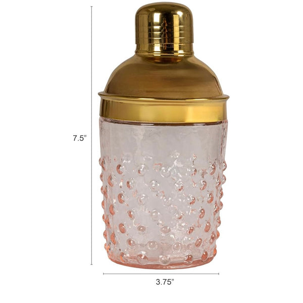 Pink Glass And Stainless Steel Top Cocktail Shaker