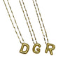 Mirror Chain Bubble Initial Necklace Silver or Gold