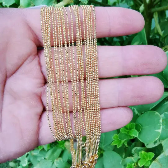 24K Gold Plated Beaded Ball Chain