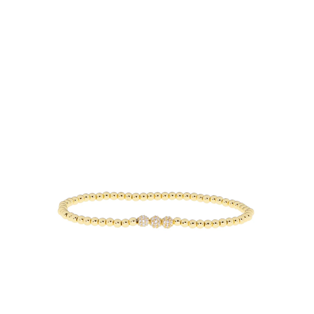 Triple CZ Beaded Ball Bracelet