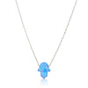 Sterling Chain Or Gold Chain Blue Opal Hamsa Necklace