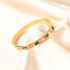 Goldtone Square Color Crystal Bangle Bracelet