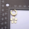 Stainless Steel Flower Clear CZ Drop Huggie Earrings