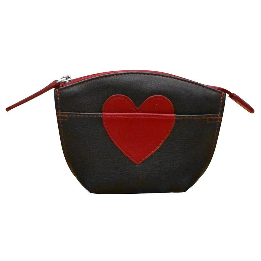 Leather Heart Keychain Coin/Makeup Pouch