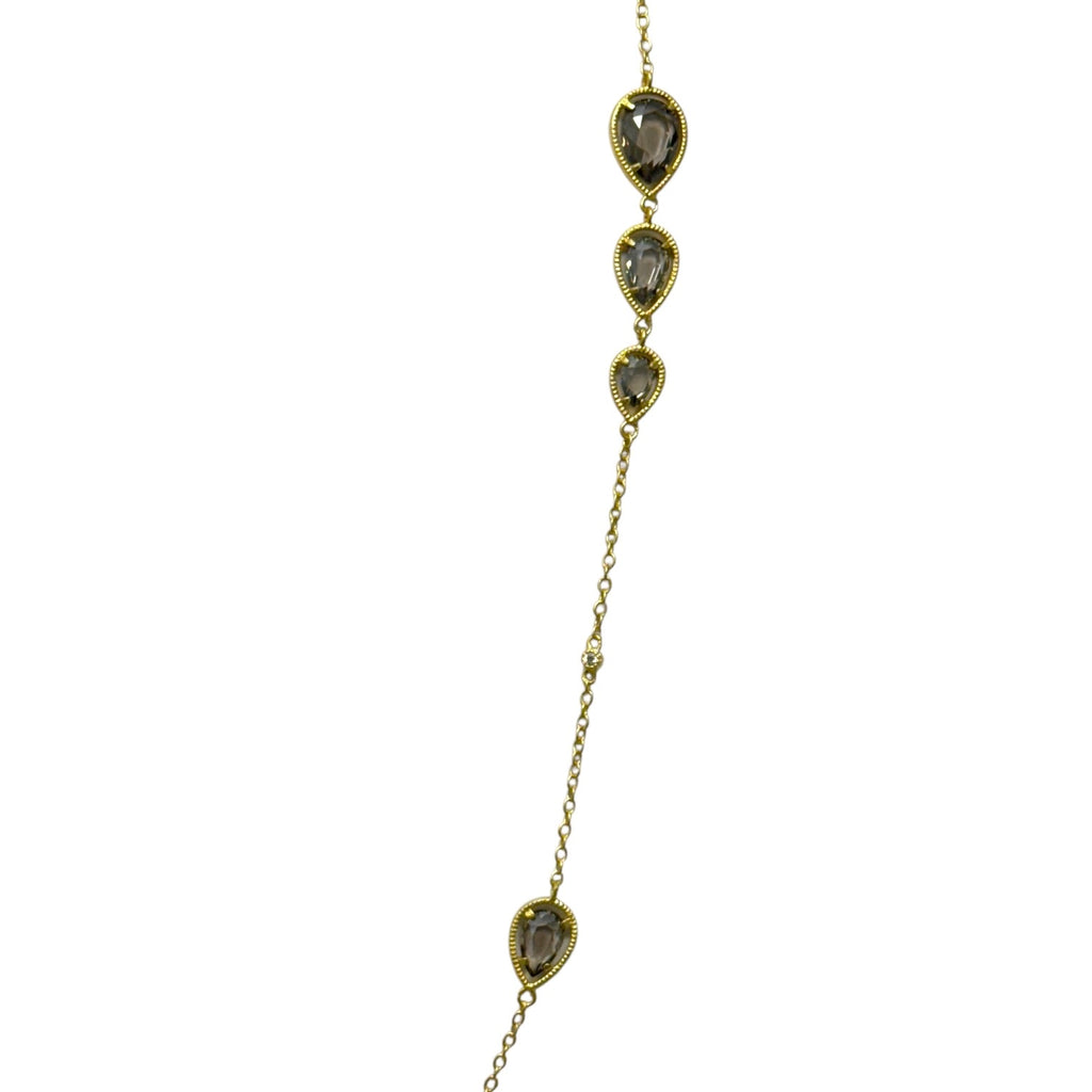 Crystal Teardrop 2 Tone Long Necklace