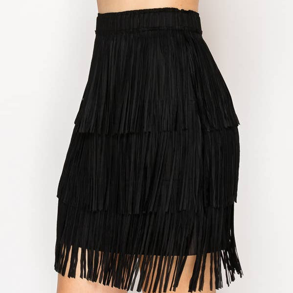 Short Layered Fringe Tiered Skirt