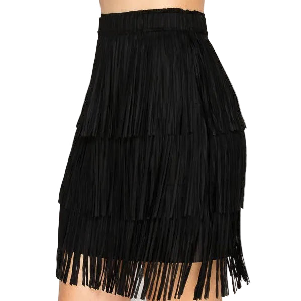 Short Layered Tiered Fringe Skirt