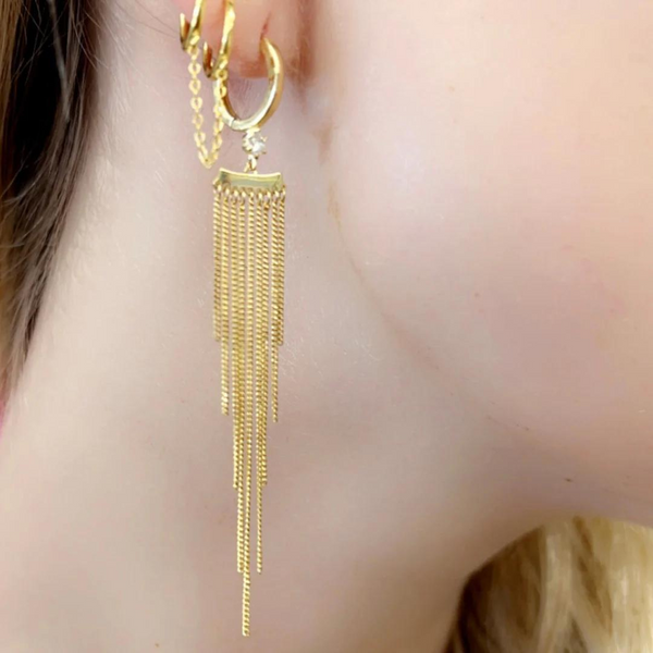 Fringe Chain Cz Huggie