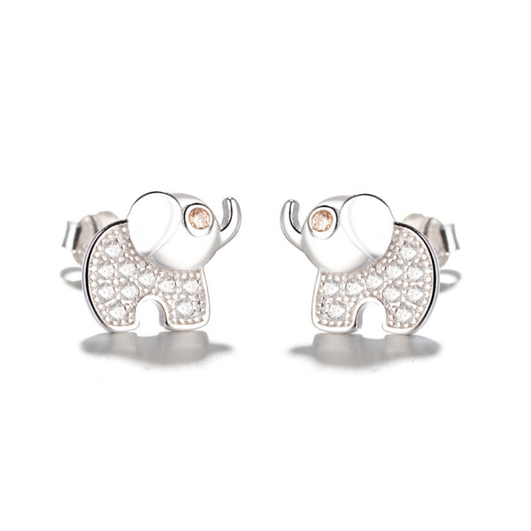 18k Gold Over Sterling Silver Elephant Stud with Citrine & White Topaz