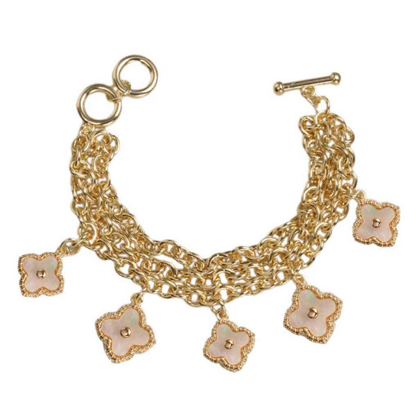 Genuine Pearl Clover Charm Bracelet