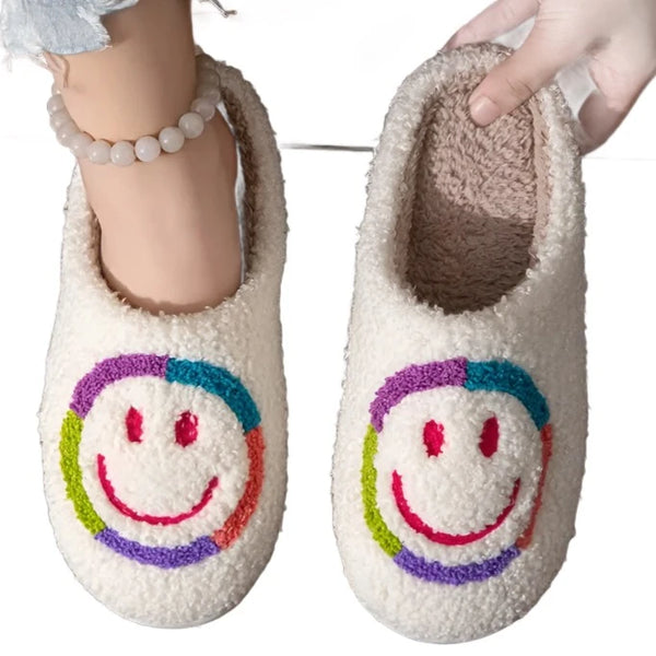 Colorfully Framed Smiley Slippers