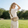 Raffia Double Zip Crossbody Bag
