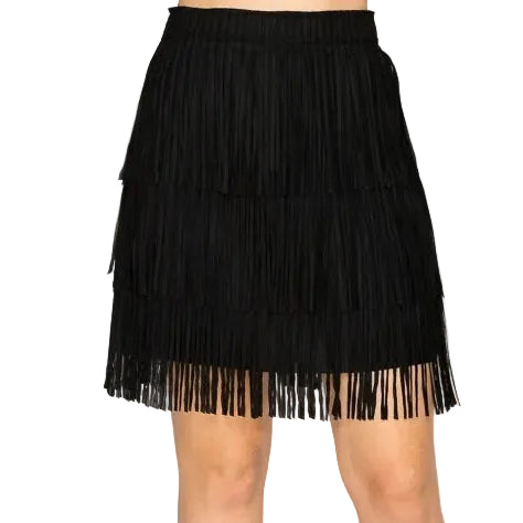 Short Layered Tiered Fringe Skirt
