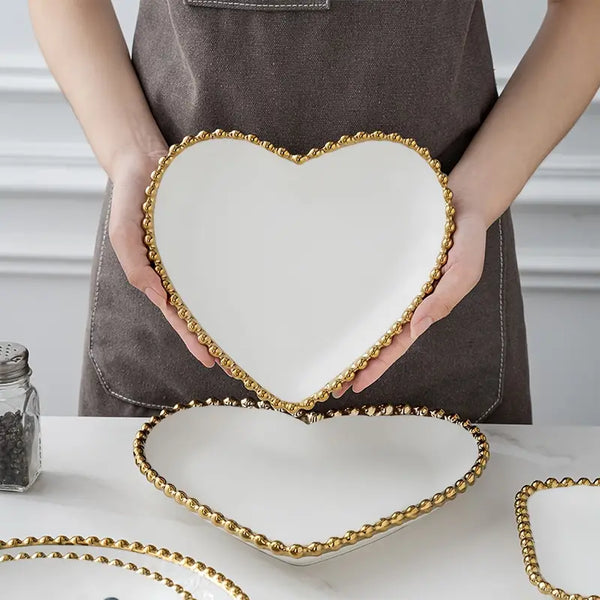 Ceramic Gold Edged Heart Dish