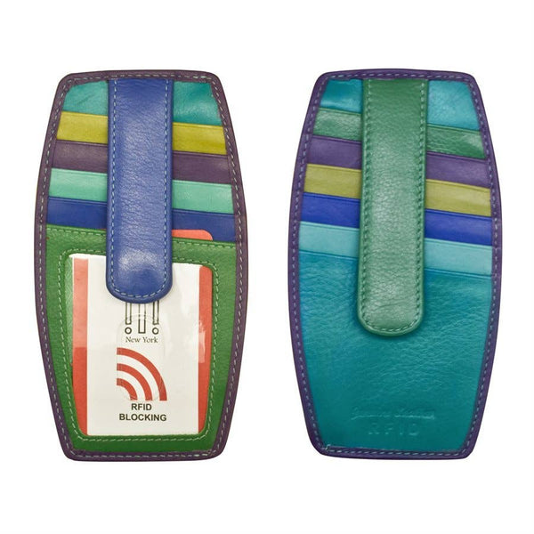 Genuine Leather Card Holder with Zip Pocket