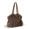 Faux Fur Double Handle Handbag