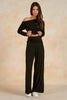 Foldover-Waist With Wide Leg Black Pants