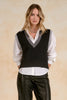 Elan Contrast Trim Chunky Knit Sweater Vest