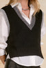 Elan Contrast Trim Chunky Knit Sweater Vest