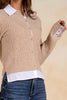 Elan Cable Knit Sweater with Blouse