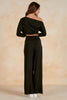 Foldover-Waist With Wide Leg Black Pants