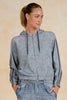 Elan Faux Denim Zip Up Hoodie