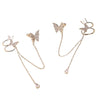 Amy and Annette - 14K Gold Butterfly Cuff & Climber Drop Earrings with Genuine Crystals