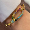 Colorful Pave Carabiner and Mini Carabiner Bracelet