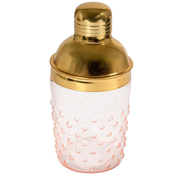 Pink Glass And Stainless Steel Top Cocktail Shaker
