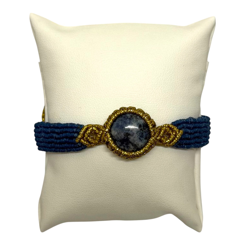 Silk Woven Natural Stone Adjustable Bracelets from Greece