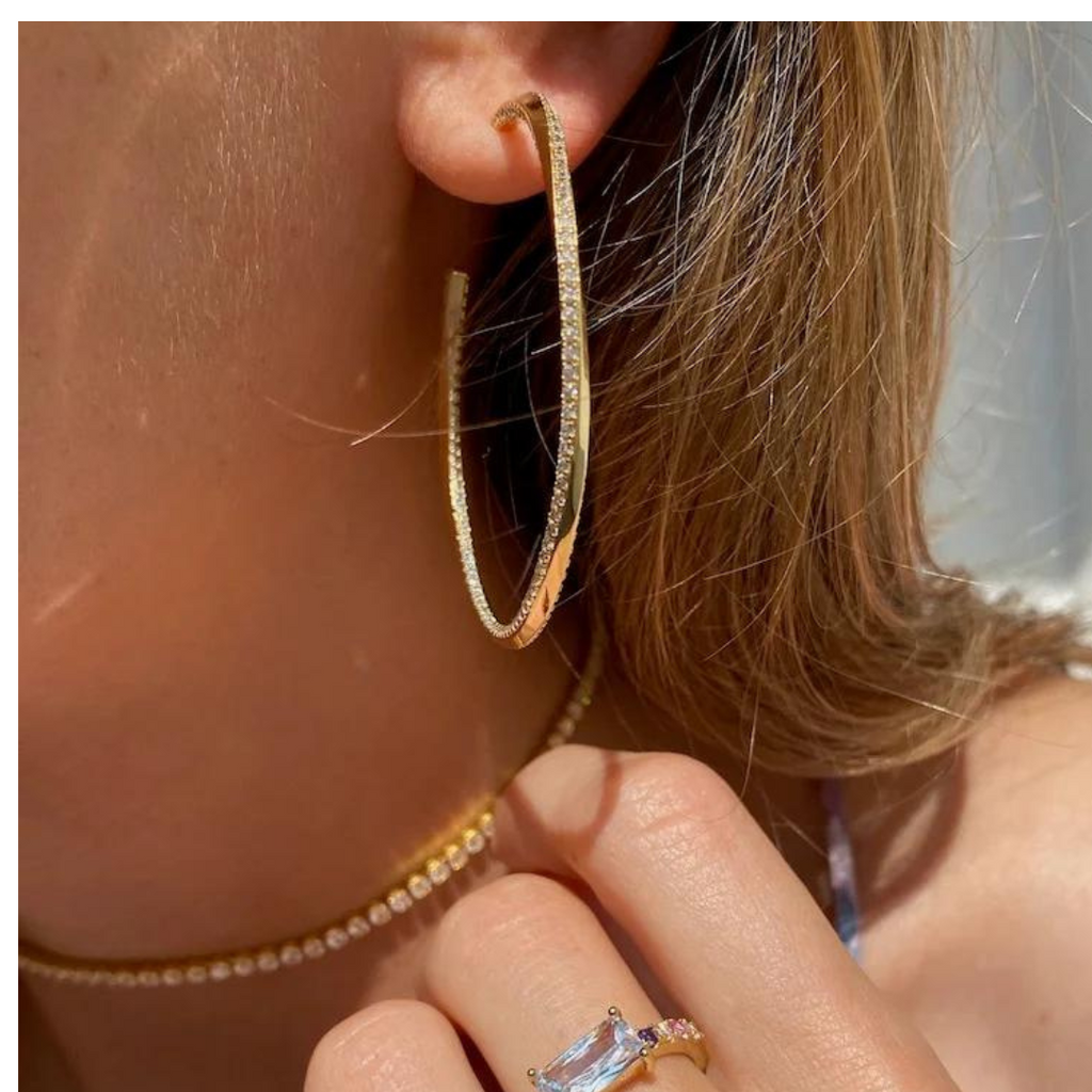 Gold or Sterling CZ Twisted Hoops