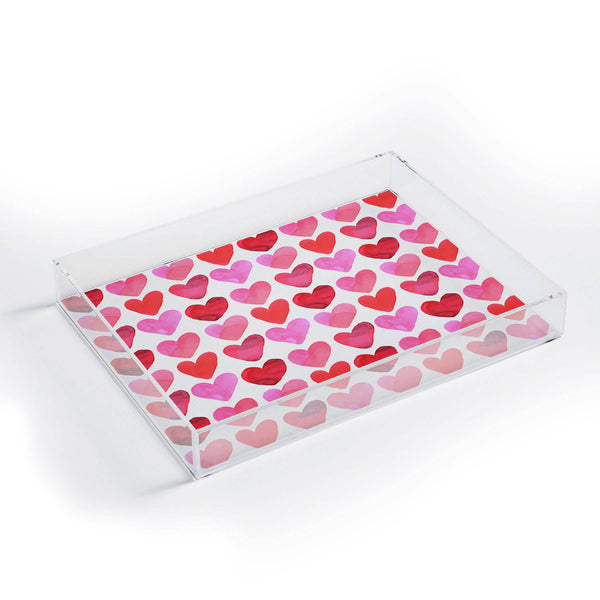Watercolor Hearts Acrylic Tray