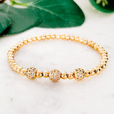Beaded Bracelet with CZ Pave Balls