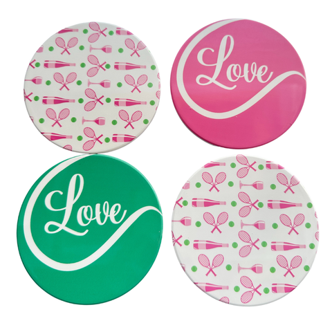 Set of 4 Ceramic Tennis Themed Coasters