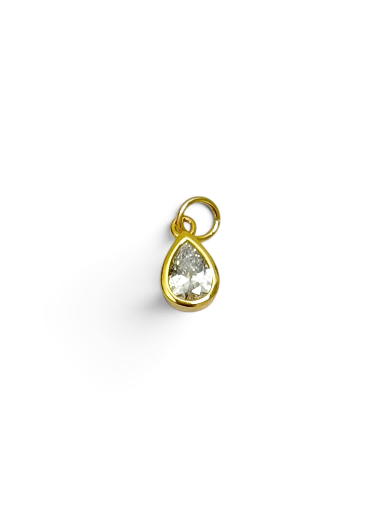 Mini Tear Drop Charm Bezel Set CZ Gold Filled with Cubic Zirconia