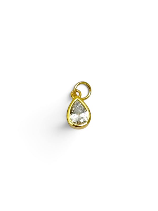 Mini Tear Drop Charm Bezel Set CZ Gold Filled with Cubic Zirconia