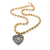 Gold Plate Ball Chain Necklace with Heart Locket