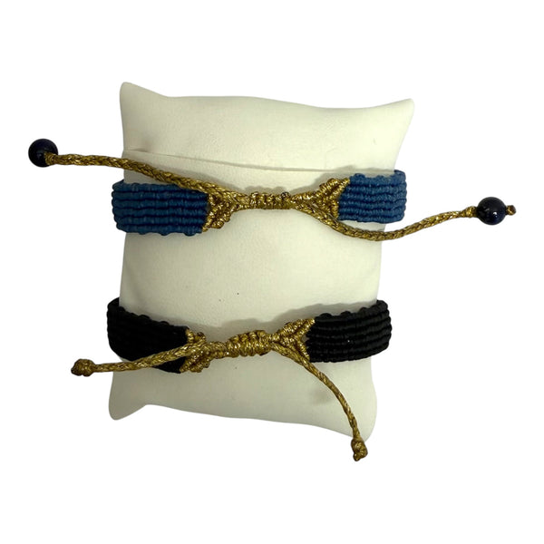 Silk Woven Natural Stone Adjustable Bracelets from Greece