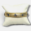 Matte Gold and CZ Flower Bangle Bracelet