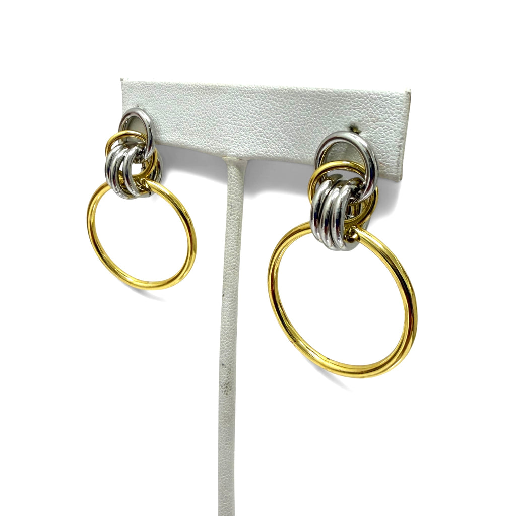 Two Tone Hoops Away Post Earings