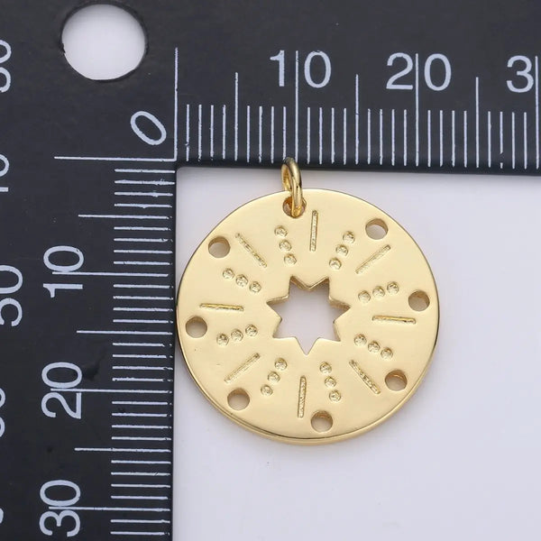 24K Gold Filled Disc with Star of David Charm