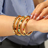 Goldtone Square Color Crystal Bangle Bracelet