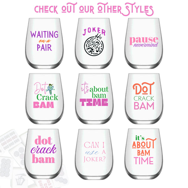 Mahjong Themed Stemless Acrylic Wine/Beverage Glasses