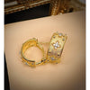Italian Design Satin and CZ Hoop Earrings