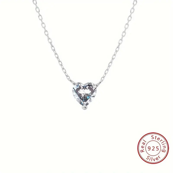Sterling Silver/Gold Plated Mini  CZ Heart Necklace