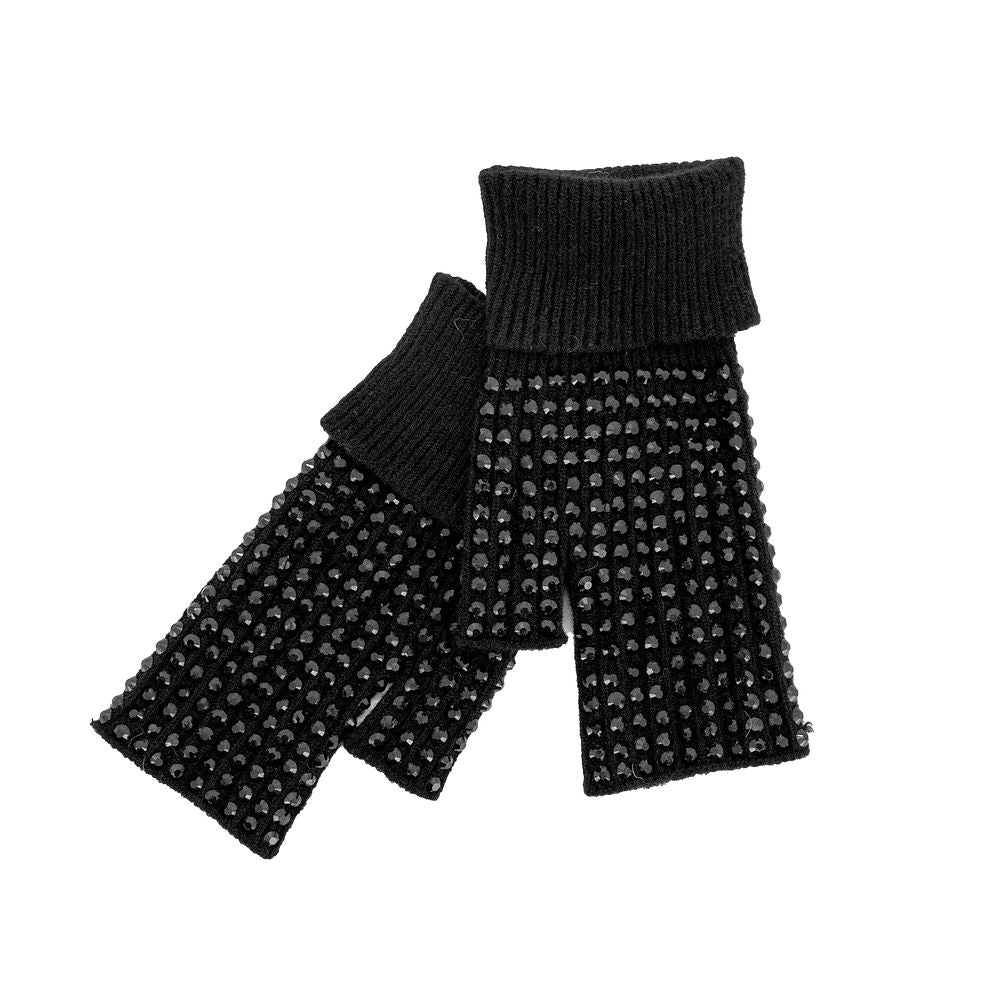 Black Noir Crystal Fingerless Gloves