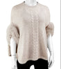 Cable Knit Cashmere Blend Poncho with Fox Fur Trim