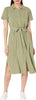 Slub Jersey Short Sleeve Button-Down Dress With Removable Belt